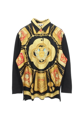 Hermès Pre-Owned 2000s silk-panel long-sleeve polo shirt - Black