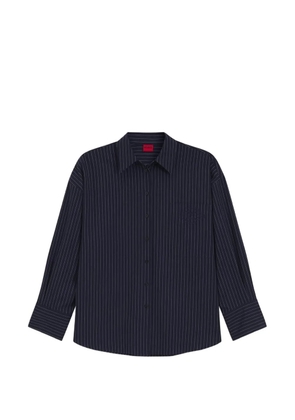 HUGO regular-fit blouse in pinstripe cotton poplin - Blue