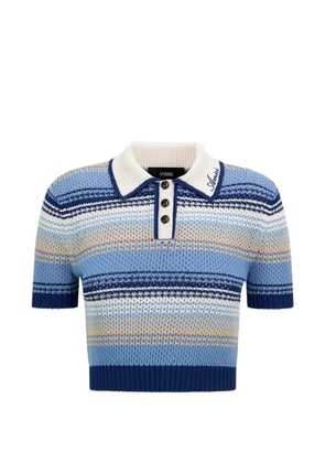 AMIRI striped-pattern crochet cropped knitted top - Blue