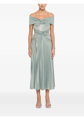 NISSA pleated off-shoulder dress - Green