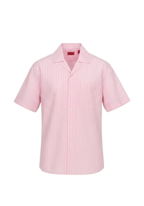 Isaia vertical-stripe short-sleeve shirt - Pink