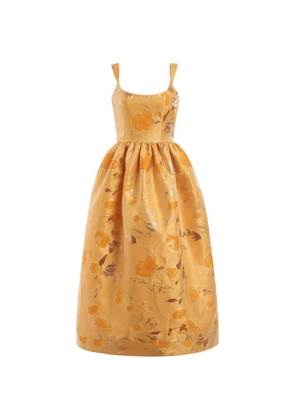 Markarian Apple floral-brocade corset-style midi dress - Yellow