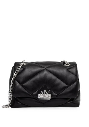 Armani Exchange quilted logo-plaque shoulder bag - Black