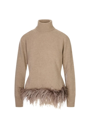 P.A.R.O.S.H. feather-trim sweater - Neutrals