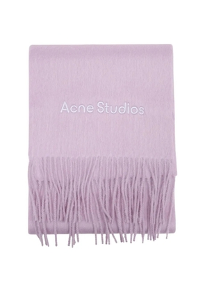 Acne Studios logo-lettering fringed scarf - Pink