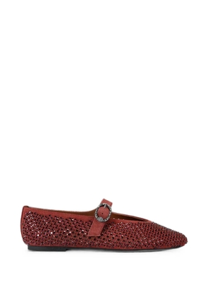 Kurt Geiger London Mayfair crystal-embellished buckle-fastening ballet flats - Red