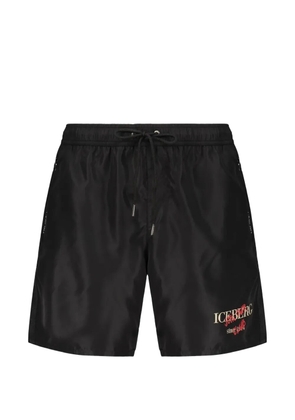 Iceberg logo-print drawstring swim shorts - Black