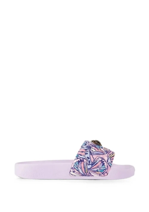 Kurt Geiger London Meena Eagle quilted butterfly-print slides - Purple