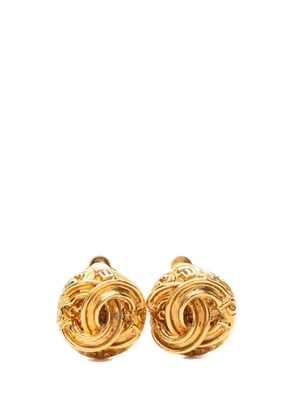 CHANEL Pre-Owned 1999 CC Gold Plated Button Clip On Earrings costume earrings