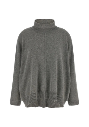 Alberta Ferretti lace-trimmed central-stitching sweater - Grey