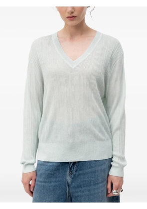 HUGO ribbed-knit V-neck sweater - Green