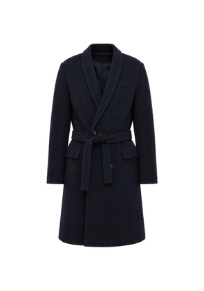 Paolo Pecora belted shawl-lapel wool coat - Blue