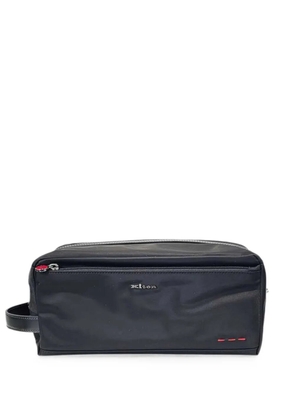 Kiton leather-trim toiletry bag - Black