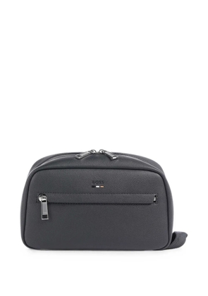 BOSS logo-detail leather washbag - Blue