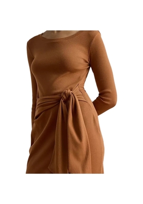 Lauren Ralph Lauren tie-waist side-slit dress - Brown