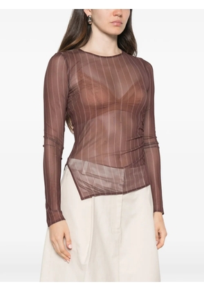 Patrizia Pepe pinstripe tulle top - Brown