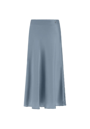 Herno satin-finish logo-plaque midi skirt - Blue