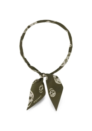 Alexander McQueen skull-print silk scarf - Green
