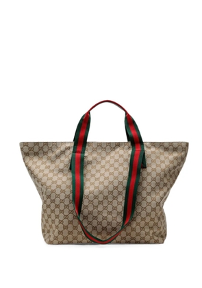 Gucci medium GG Supreme Web-stripe tote bag - Neutrals