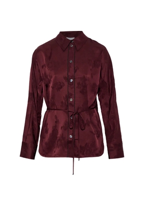 GANNI floral-motif tie-waist shirt - Red