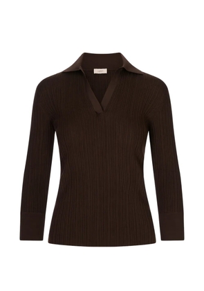 Agnona ribbed-knit buttoned-cuff top - Brown