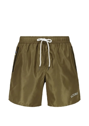 Iceberg Military logo-print stripe-detail swim shorts - Green