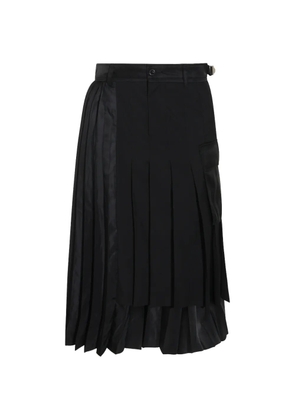 sacai pleated layered midi skirt - Black