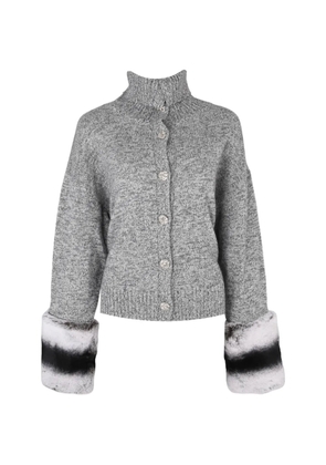 Izaak Azanei faux-fur-cuff button-down cardigan - Grey