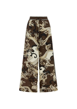 ALEMAIS Otis wave-print trousers - Brown