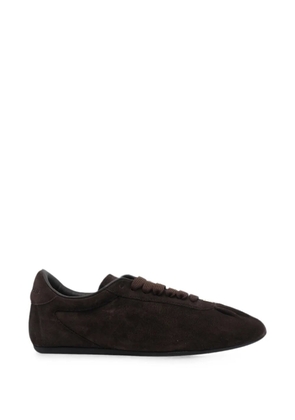 Dolce & Gabbana logo-plaque calf suede sneakers - Brown
