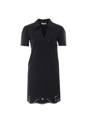 TWINSET embroidered-detail V-neck mini dress - Black
