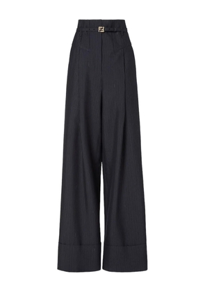 FENDI Black pinstriped wool trousers