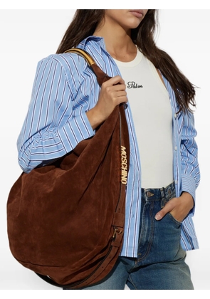 Moschino large Handle Me suede shoulder bag - Brown