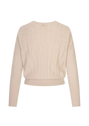 Agnona pointelle-knit V-neck jumper - Neutrals