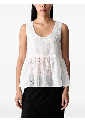 VICOLO broderie-anglaise peplum top - White