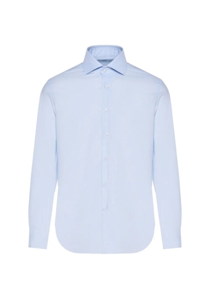 Barba spread-collar button-up shirt - Blue