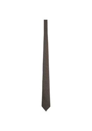 Giorgio Armani chevron-patterned silk-blend tie - Brown
