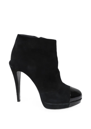 CHANEL Pre-Owned patent cap-toe platform ankle boots - Black