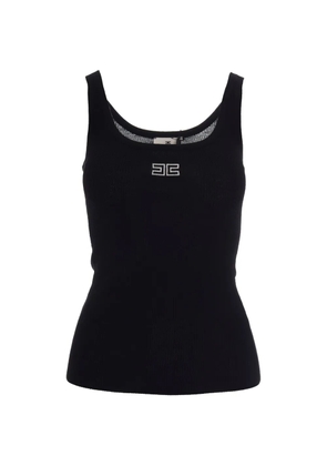 Elisabetta Franchi logo-embroidered ribbed tank top - Black