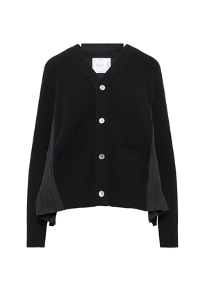 sacai pleated-panel cardigan - Black
