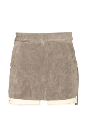 Rick Owens Fog Cut layered suede mini skirt - Grey
