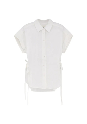 Closed tie-detail linen shirt - White