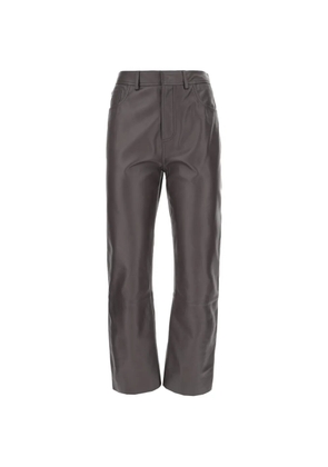 Alberta Ferretti logo-plaque leather trousers - Brown