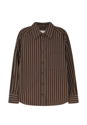 Closed striped oversized shirt - Brown