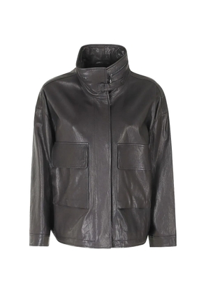 Emporio Armani flap-pocket leather jacket - Grey