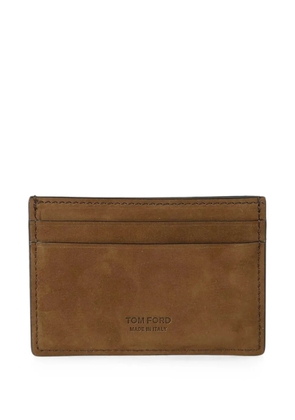 TOM FORD logo-print suede cardholder - Brown