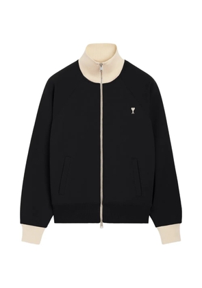 AMI Paris zipped cotton sweatshirt with Ami de Coeur - Black