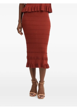 TWINSET ruffled pointelle-knit midi skirt - Red