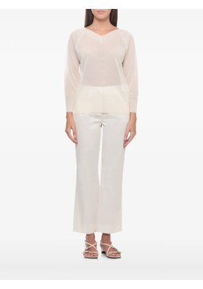 Marella V-neck raglan-sleeve jumper - Neutrals