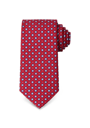Bona Furtuna geometric-print silk tie - Red